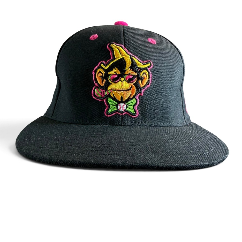 Zephyr Party Animals Monkey Mascot Fitted Hat Black Pink Neon Size Medium